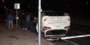 Önce çarptı sonra takla attı