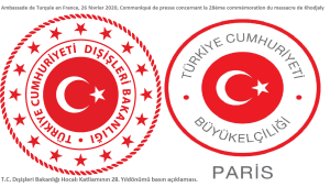 Ambassade de Turquie en France - 26 février 2020, Communiqué de presse concernant la 28ème commémoration du massacre de Khodjaly